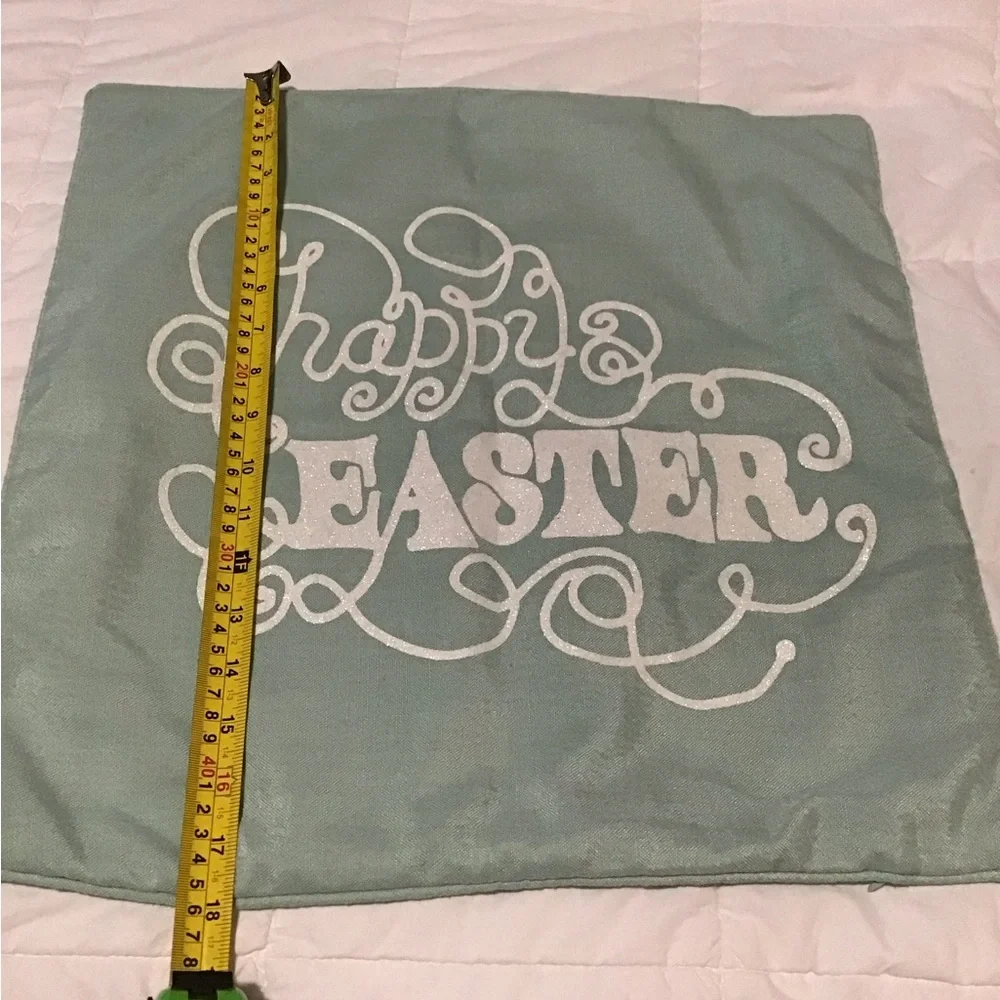 Decorative 'Happy Easter' Mint Green Pillow Case